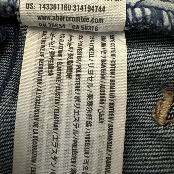 ABERCROMBIE & FITCH Distressed Snap Front Denim Skirt Cut-Off Raw Hem Blue - Picture 7 of 8